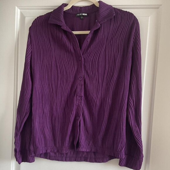 Purple Ribbed Button Down Top - Picture 1 of 1